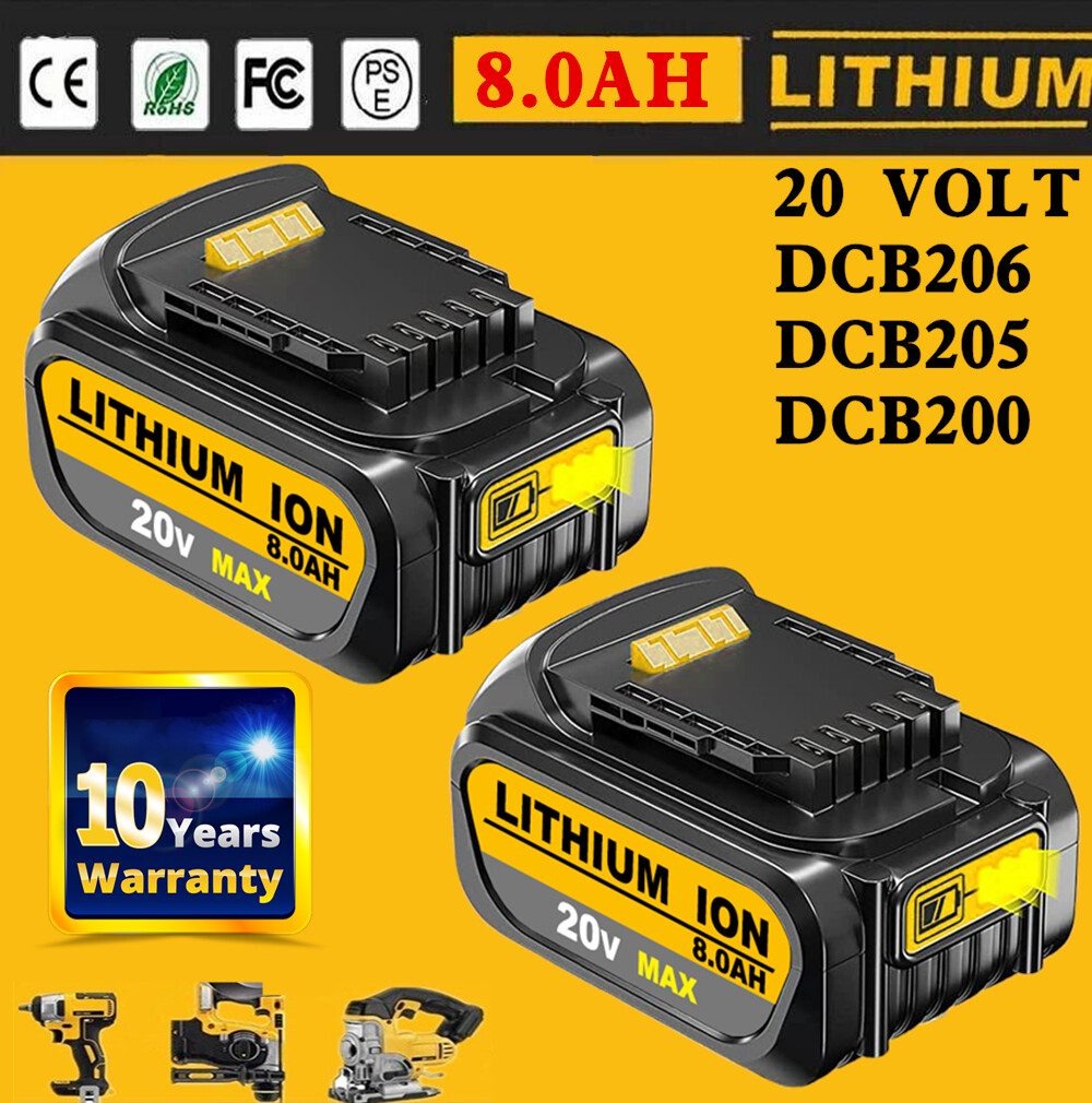 For Dewalt 20V MAX XR 8.0Ah Battery DCB206 DCB205 DCB204 Lithium-Ion 1~2PACK NEW