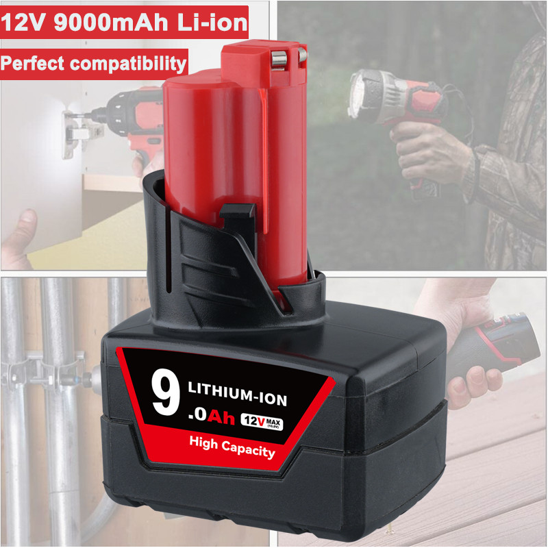 12V For Milwaukee 48-11-2460 for M12 LITHIUM 9.0Ah Extended Capacity Battery