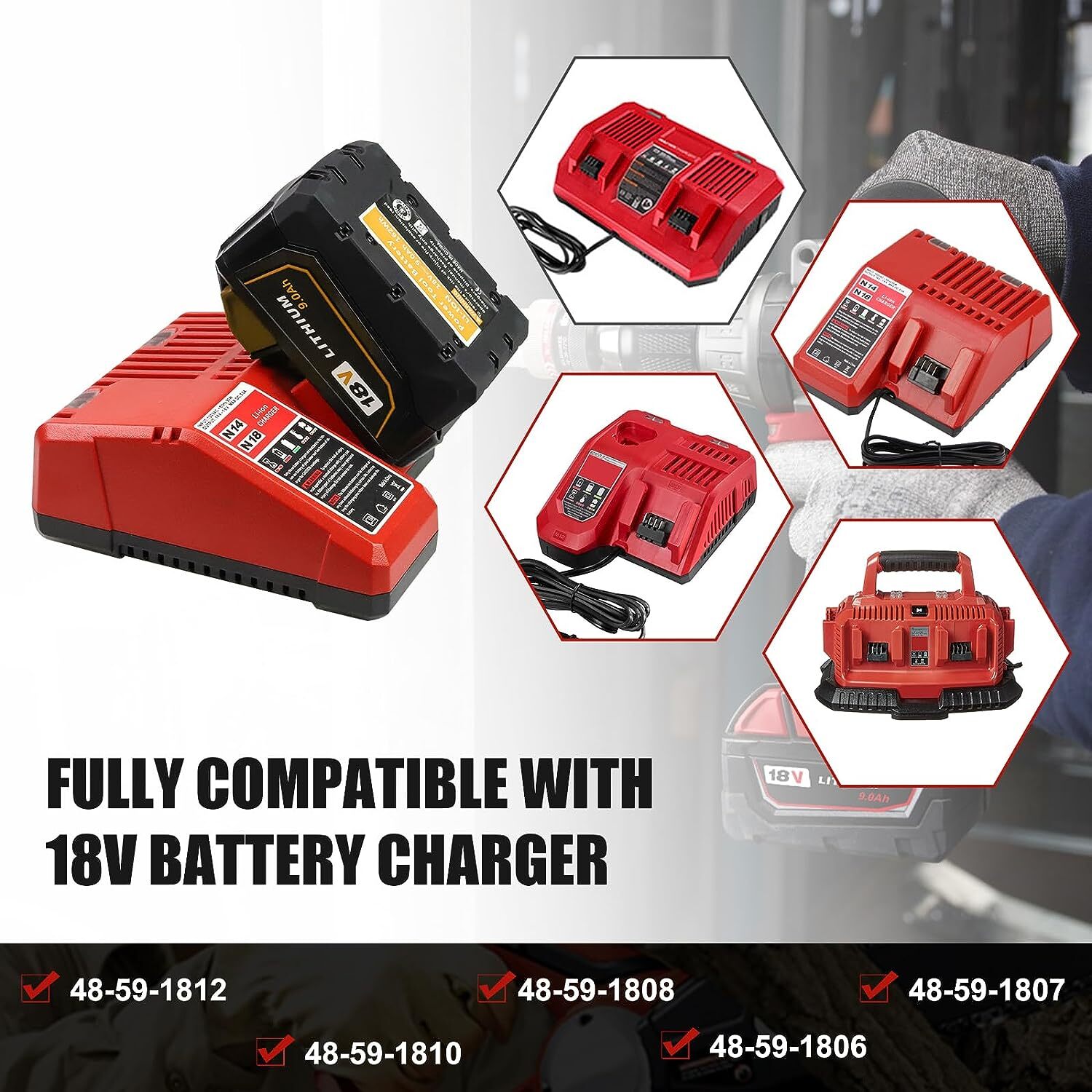 5.0Ah For Milwaukee M18 Extended Capacity Battery Lithium XC 48-11-1860 NEW