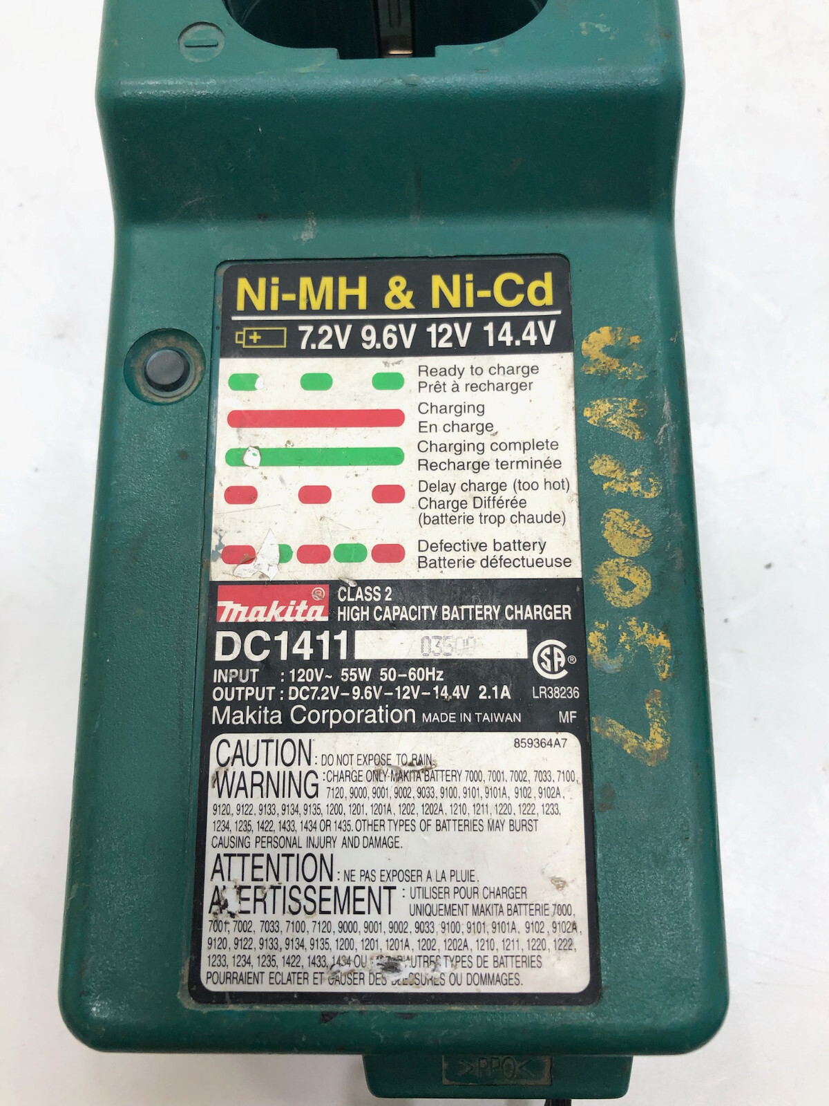 Lot (5) Makita Ni-MH Ni-Cd Battery Pod Charger 7.2v-14.4v Capacity DC1413 DC1411