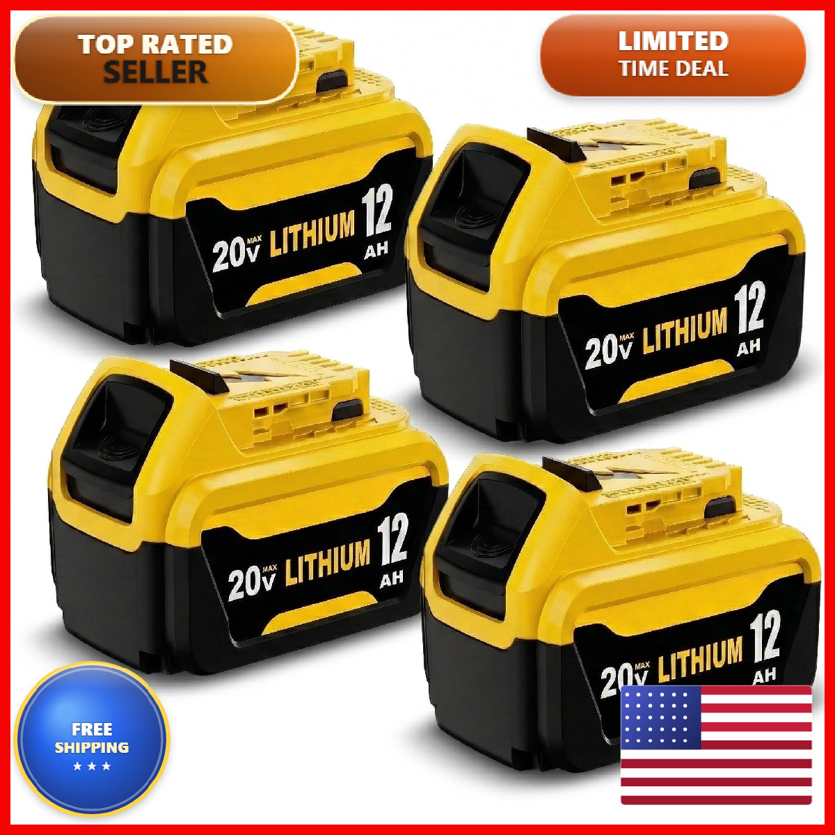 Boetpcr 4 Pack Upgrade 12000Mah Lithium-Ion Battery Replacement For Dewalt 20V