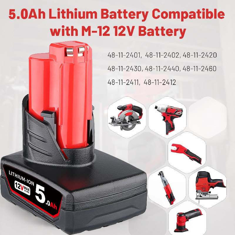 1Pack For Milwaukee 12V M12 Battery Lithium M12B6 M12B5 48-11-2460 / Charger