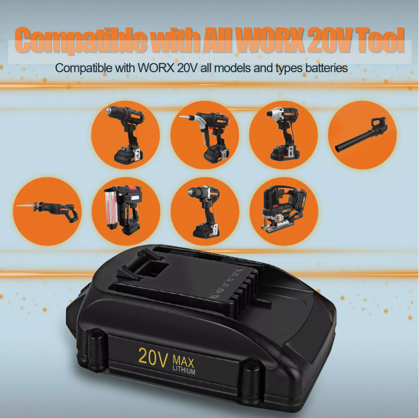 4.0AH For WORX WA3520 20V Max LITHIUM Rechargeable Battery WA3525 WA3575 WA3578