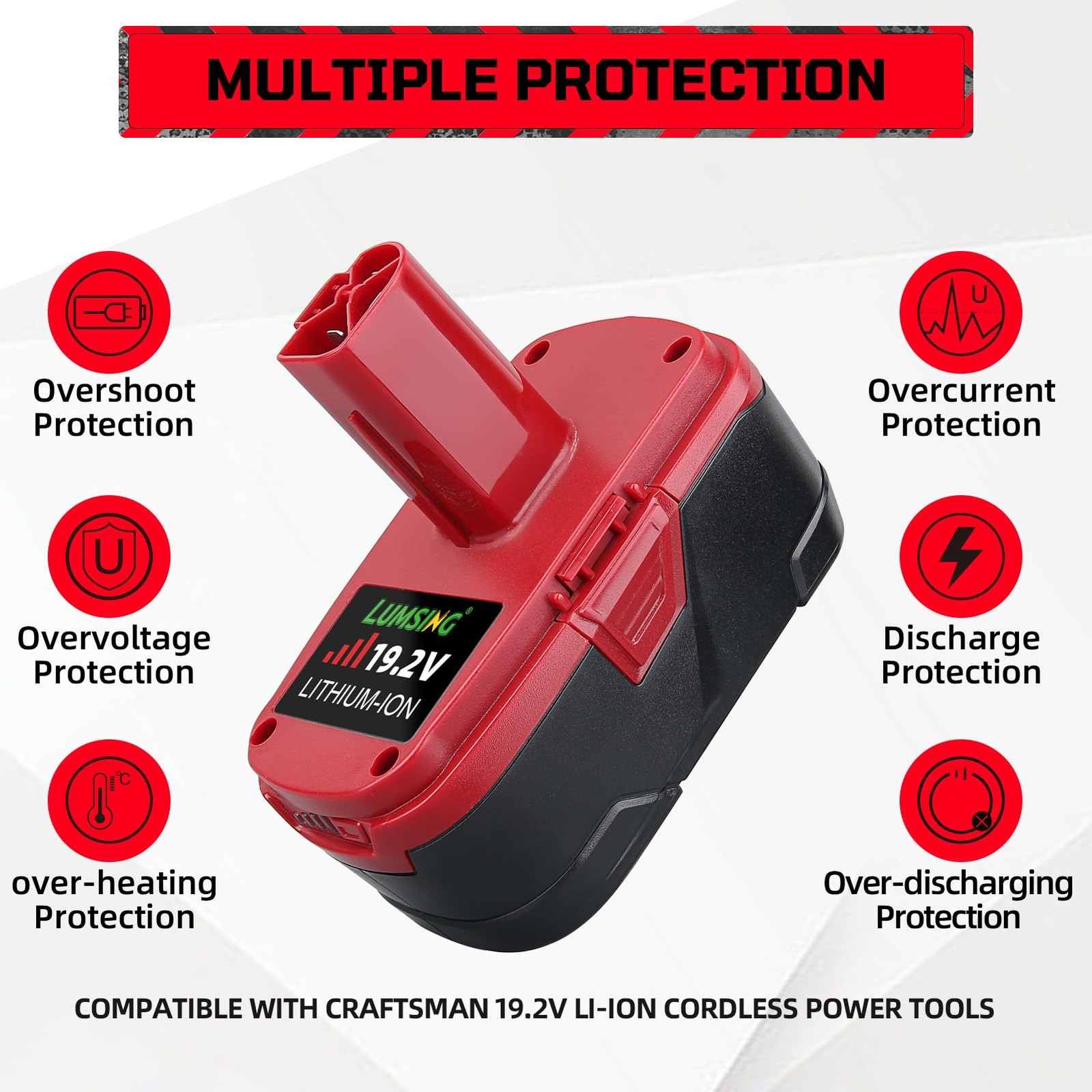 Lumsing 2Pack C-3 19.2V 7.0Ah Lithium-Ion Replacement For Craftsman Battery