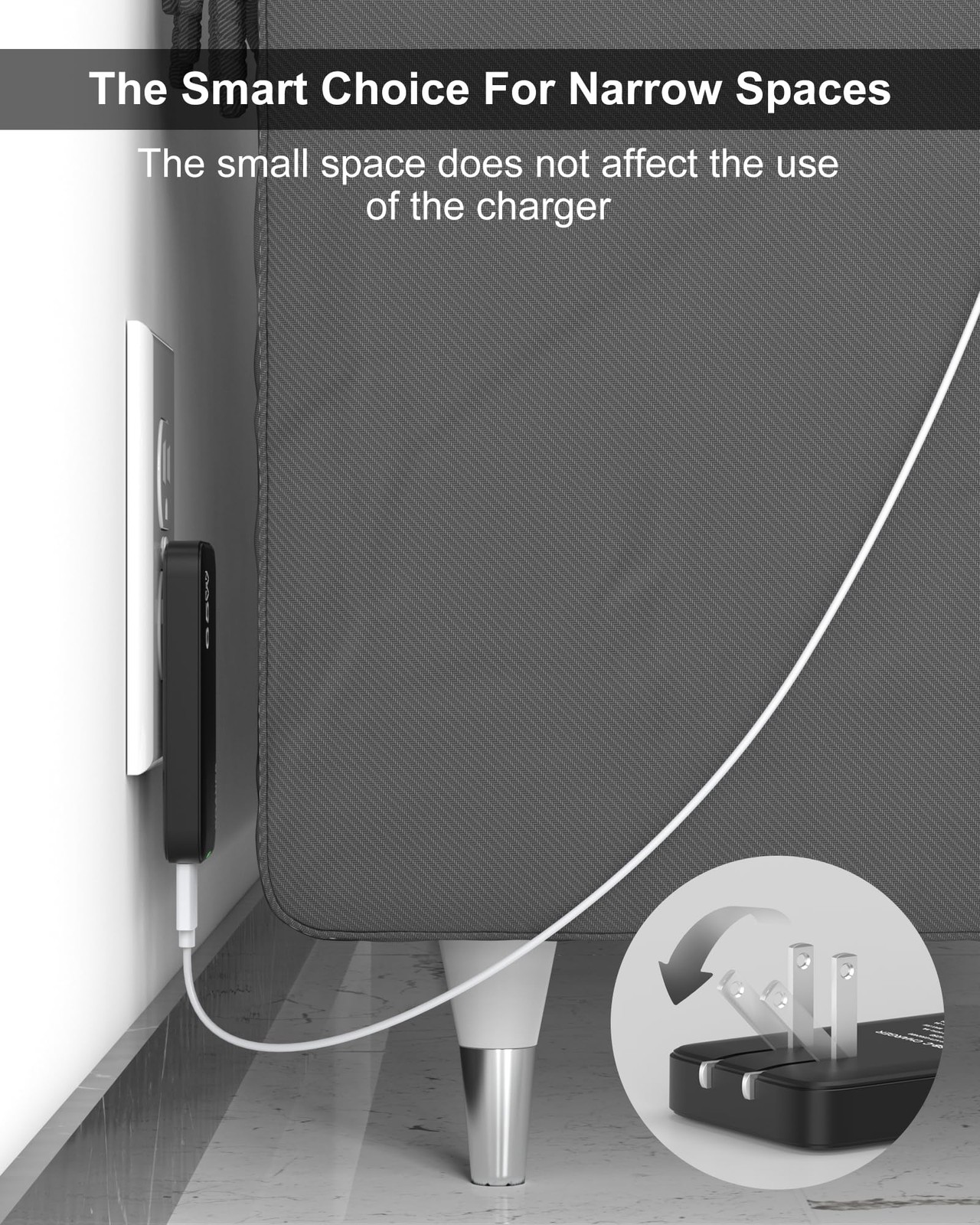 Poanes 65W Gan Usb C Charger 3-Port Flat Usb C Wall Charger Usb A Charging Slim