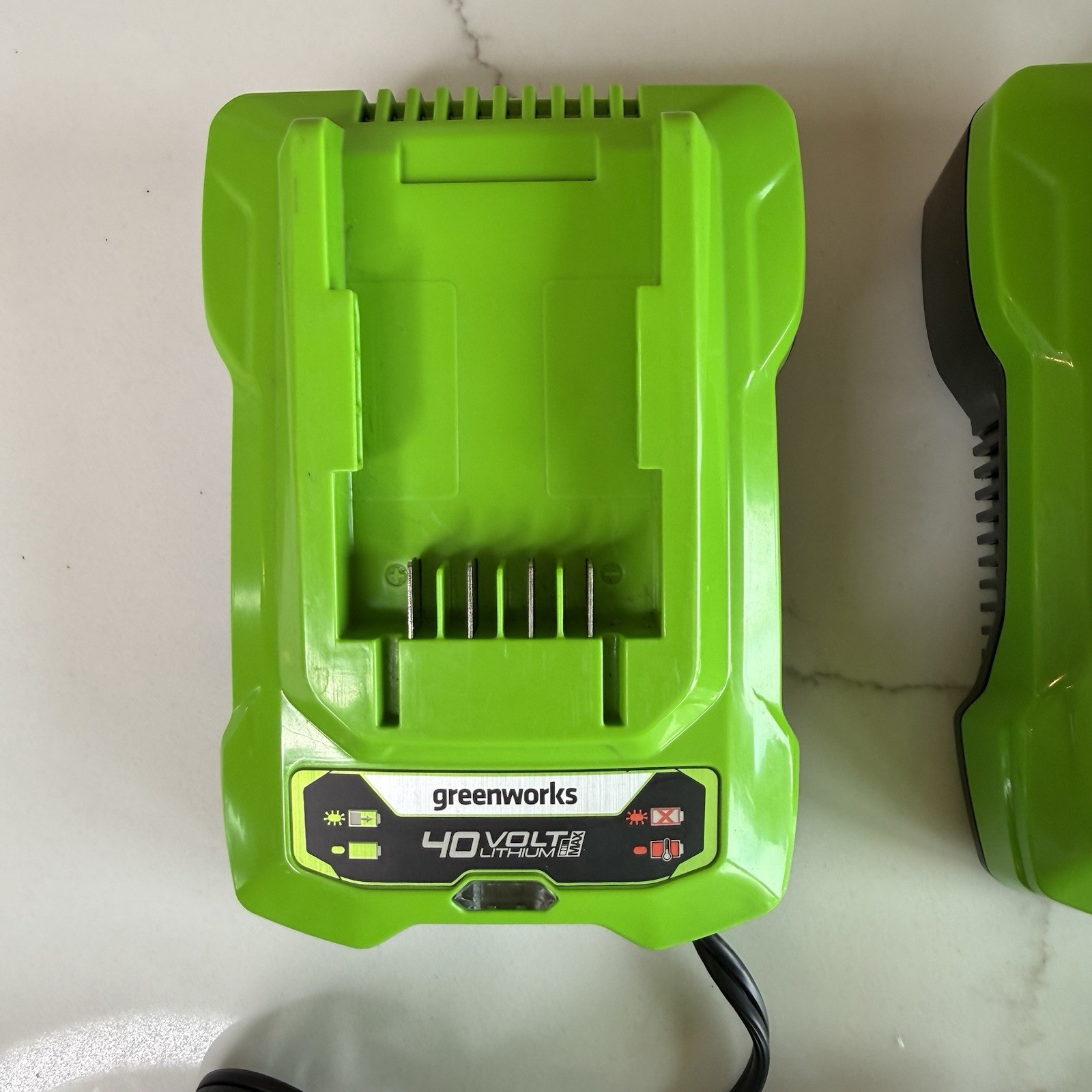 2 Greenworks Wall Mount Battery Chargers with Diagnostic LED AG801 40V 2 Amp