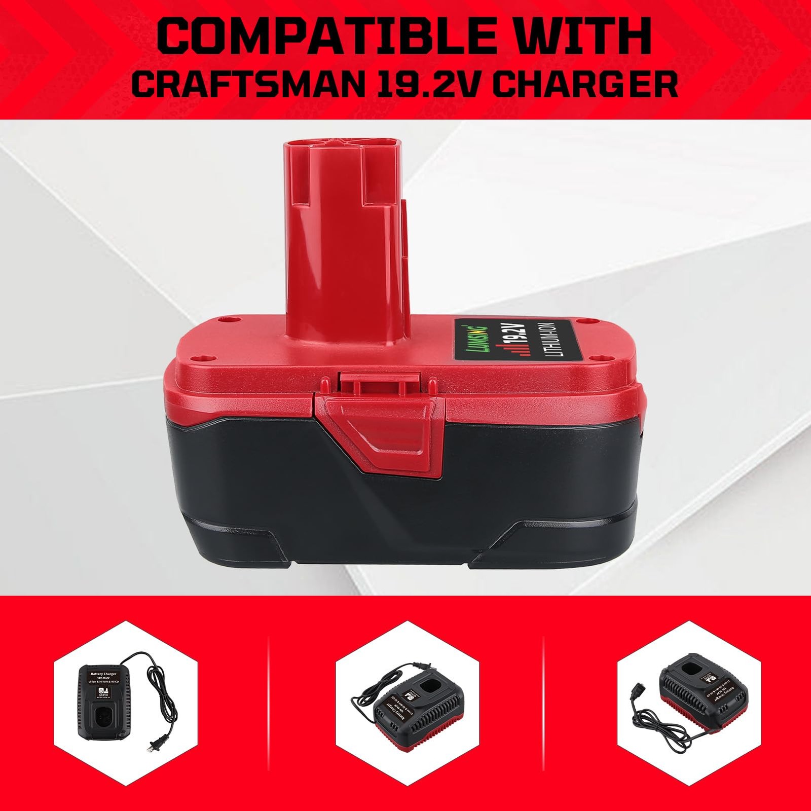Lumsing 2Pack C-3 19.2V 7.0Ah Lithium-Ion Replacement For Craftsman Battery