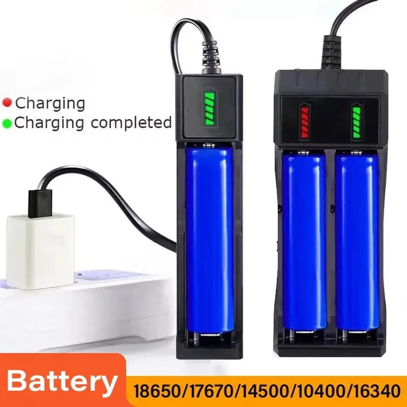 18650 Battery Charger 1/2/4 Slots Dual 18650 Charging 3.7V Rechargeable Lithium