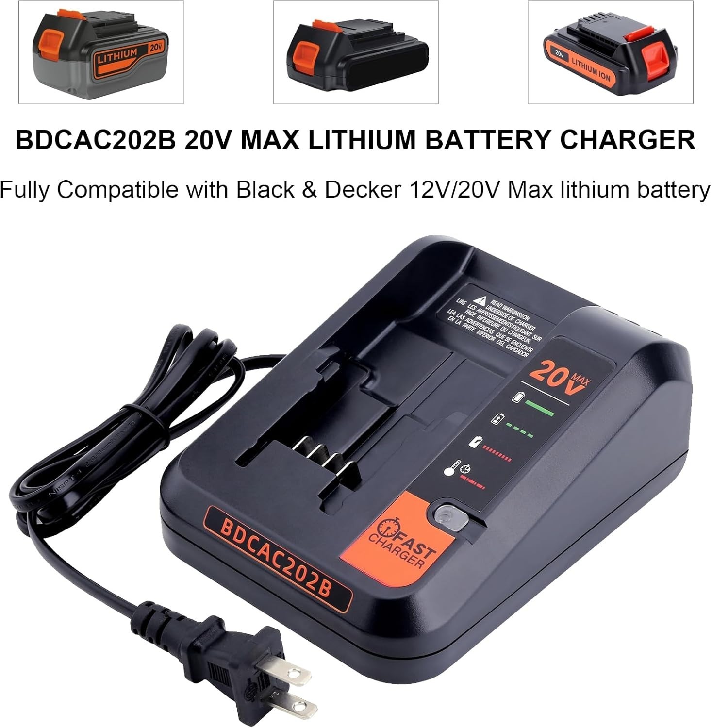 20V Fast Charger Compatible with Black and Decker 20V 12V Max Lithium Battery…
