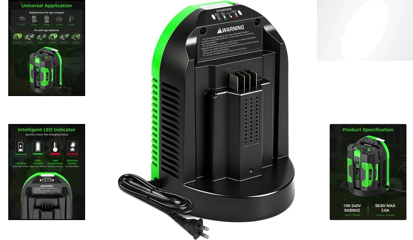 High-Performance EGO 56V Battery Charger Replacement with Type-C & USB Options