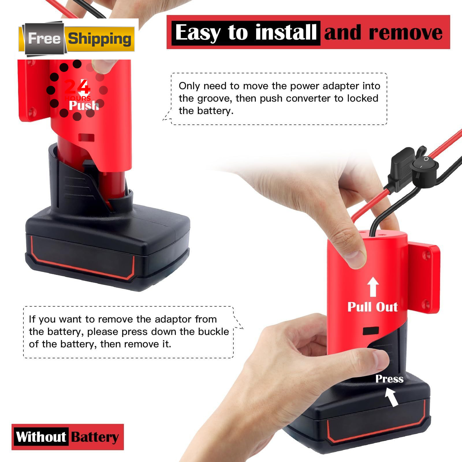 1 Packs Adapter for Milwaukee M12 Battery 12V 1 Pack, Red