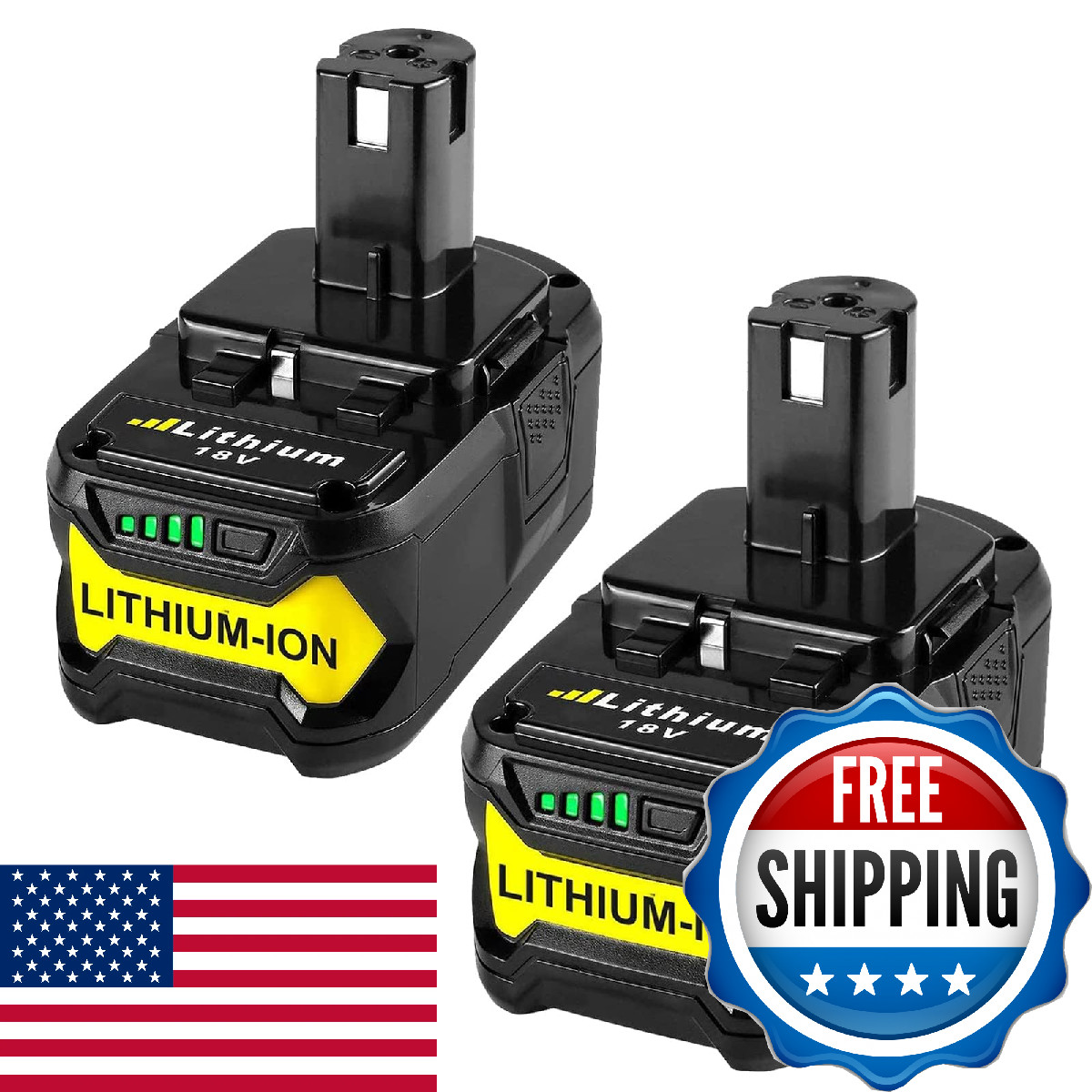 [Upgraded to 8000mAh] 2 Pack P108 Replacement for Ryobi 18V Battery 8000mAh, Com