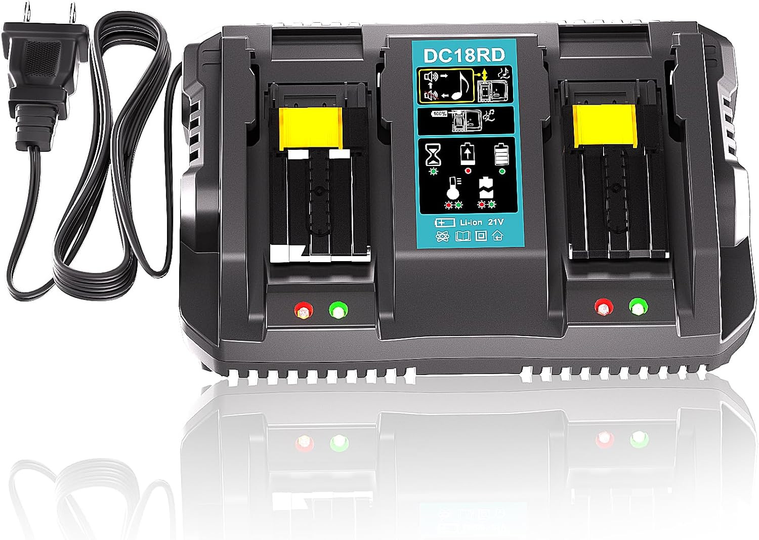 Dual Ports Replacement 14.4V-18V Charger for Makita Battery Charger DC18RC DC18