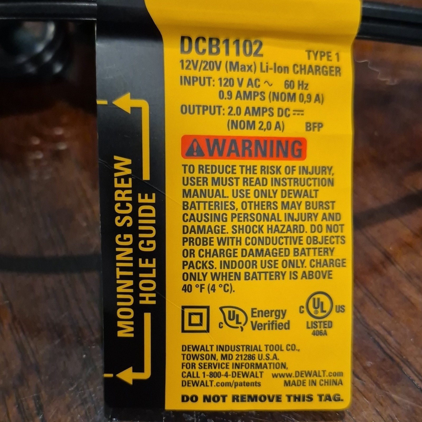 DEWALT DCB1102 Black 12V/20V Lithium Ion Battery Charger Type 1 Model DCB1102