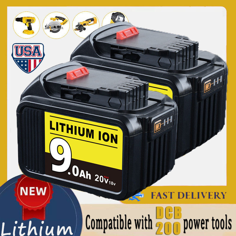 2X Batteries For Dewalt 18V 9.0Ah BATTERY XR DCB184 DCB184 DCB182 DCB183 Li-io-2
