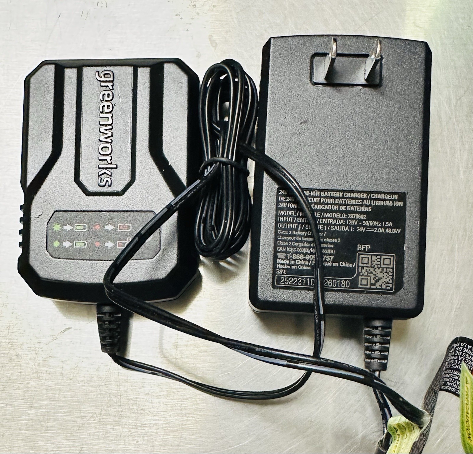 Genuine OEM Greenworks 2978602 24V Compact Battery Charger – Brand New