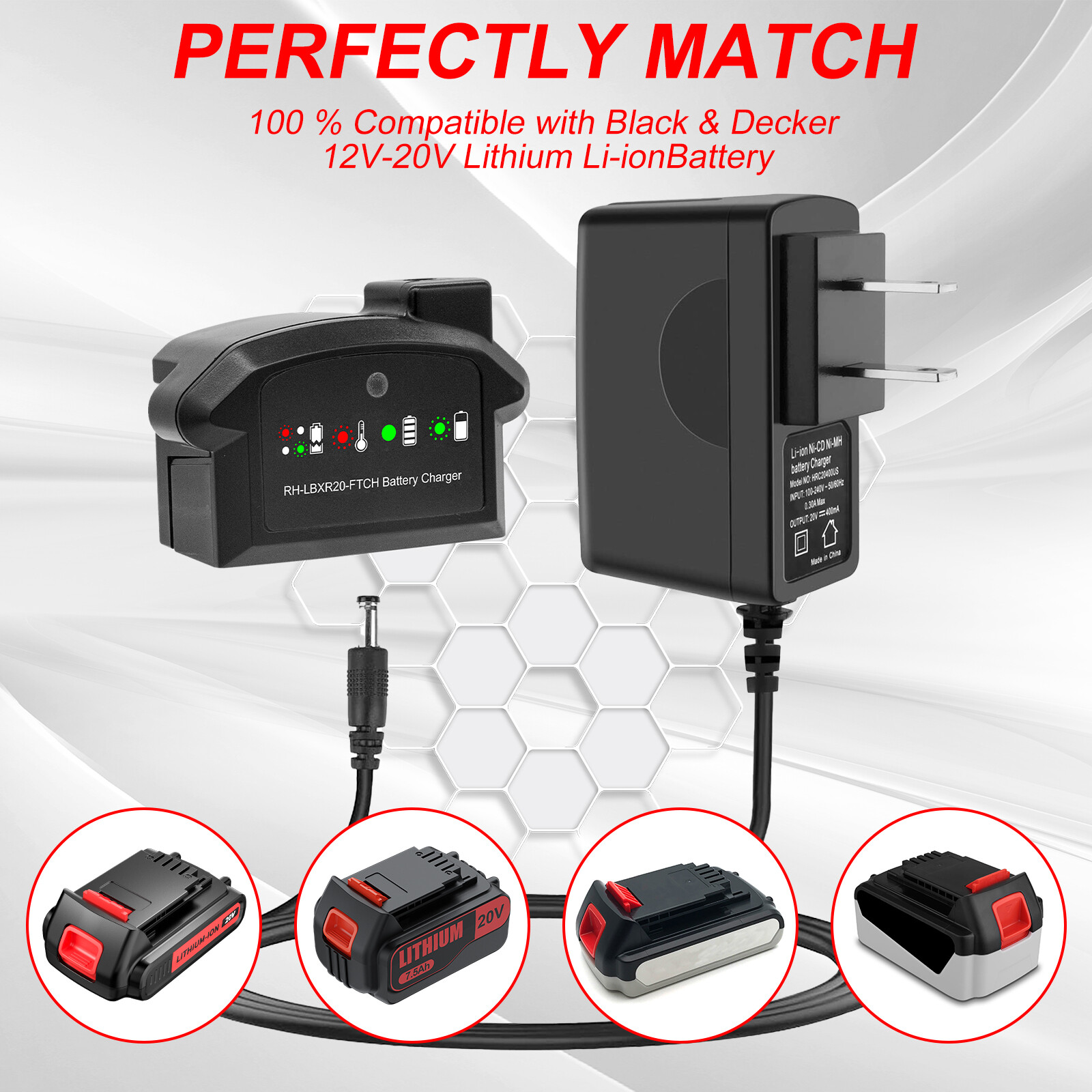 20V Lithium Ion LCS1620 Charger For Black and Decker Battery LBX20 LBXR20 LB20