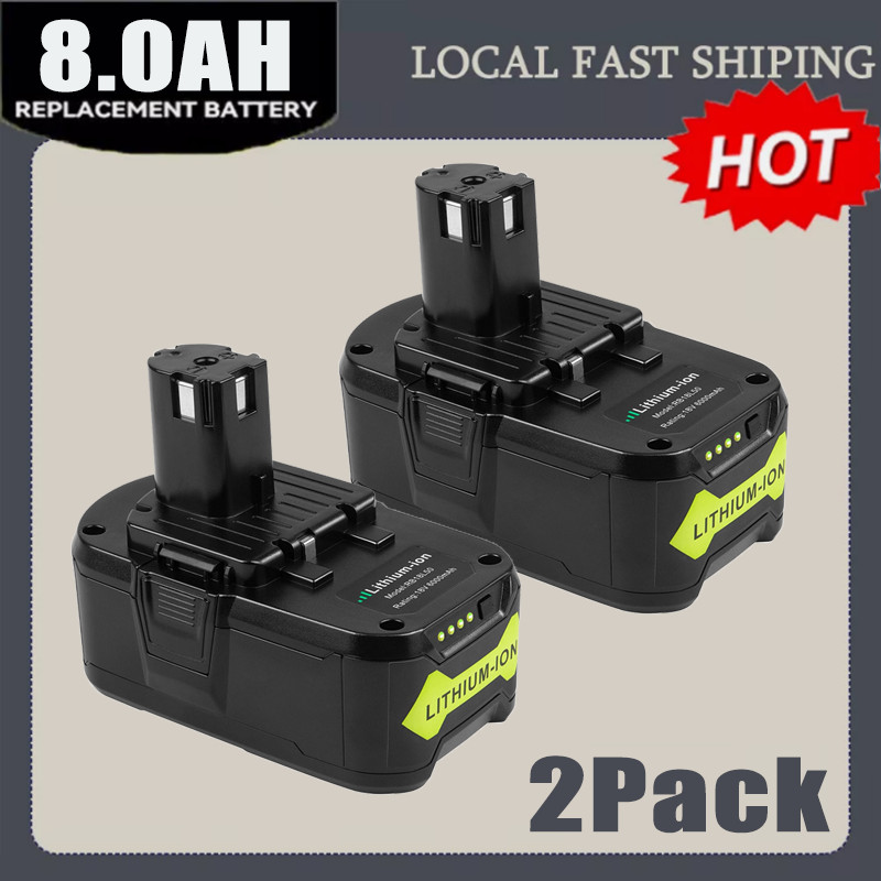 2Pack 8.0Ah For RYOBI P108 18V Battery High Capacity Lithium-Ion For One Plus US