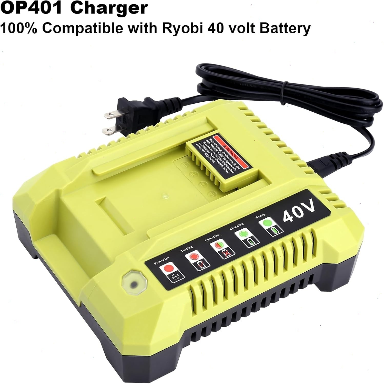 2X Battery & Charger For Ryobi 40V With LED Lithium-Ion 40-Volt OP406VNM OP40602