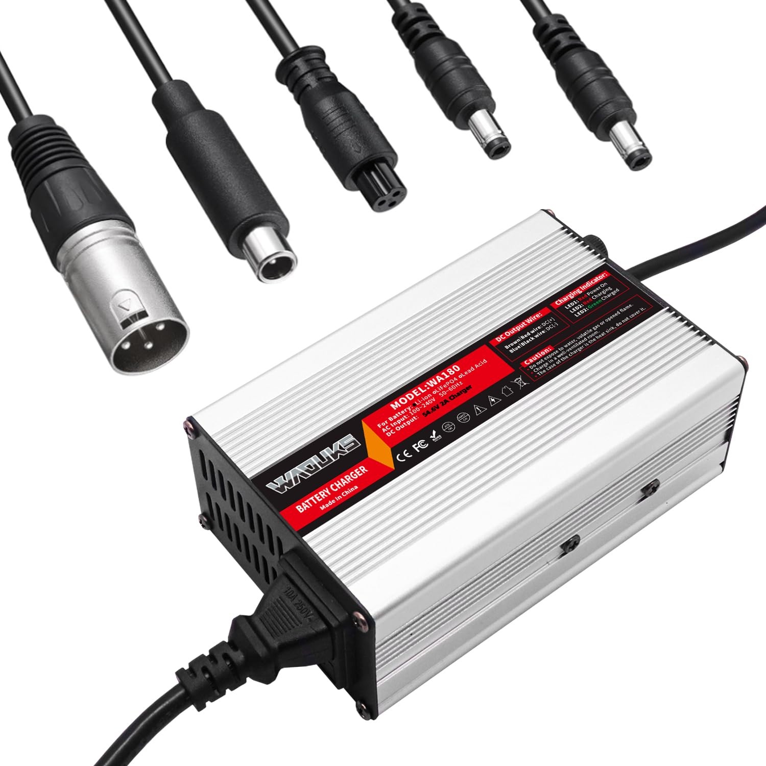 54.6V 2A Charger 48V Lithium Battery Charger with 5 Plugs Plug Connector Used…