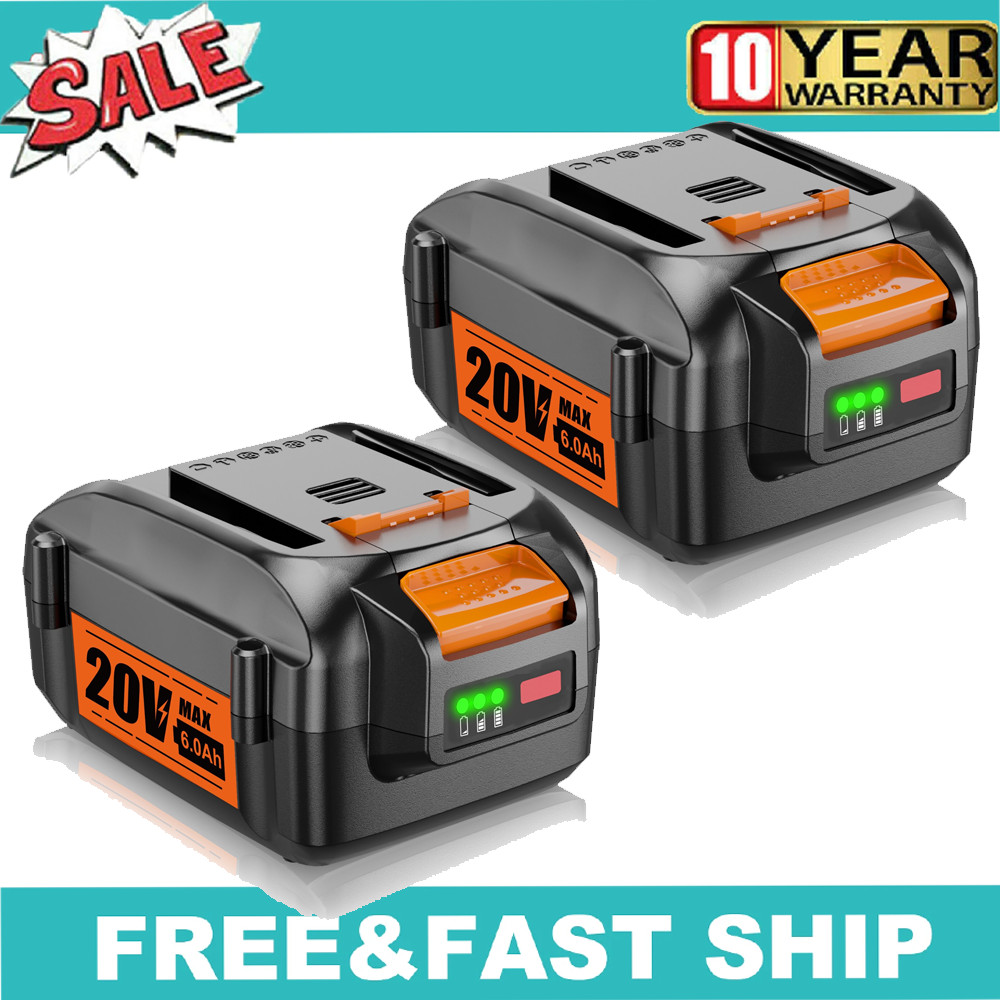 6.0Ah For WORX 2X 20V MAX Extend Li-Ion Battery WA3520 WA3525 WA3575 WG155 WG540