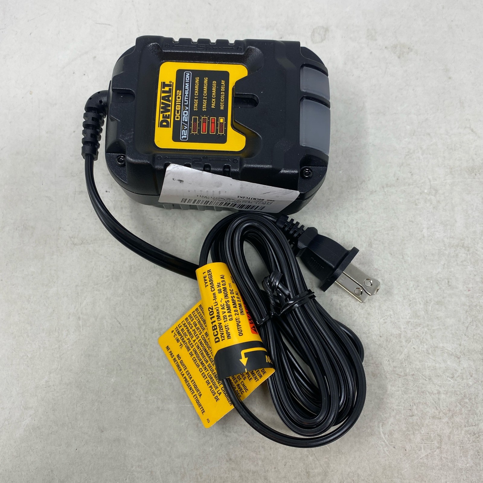 DEWALT DCB1102 12V/20V 2A Multi-Volt Charger, Black/Yellow