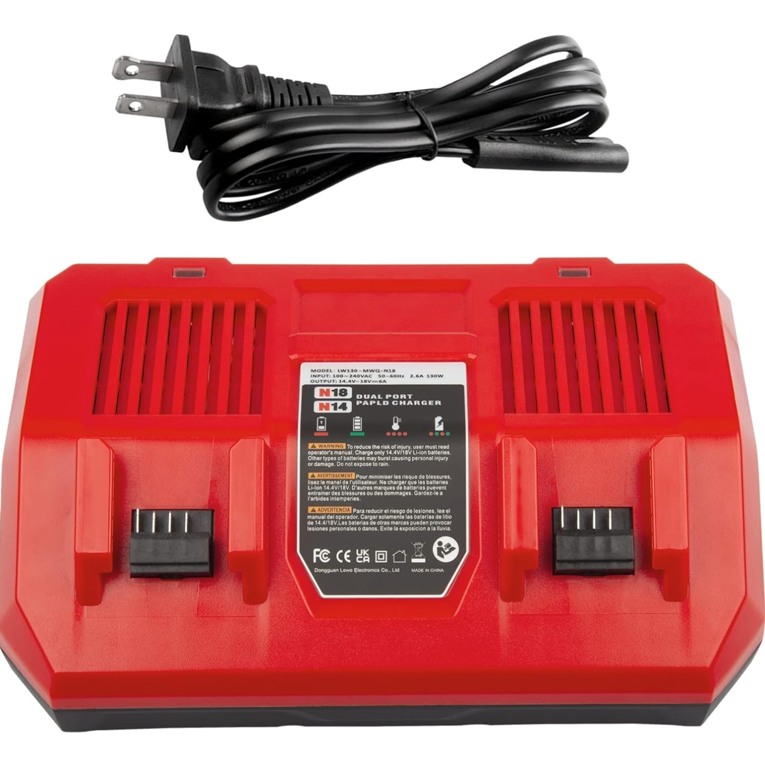Dual Battery Charger for Milwaukee MK-18 Lithium-Ion 14.4V-18V Rapid Charge