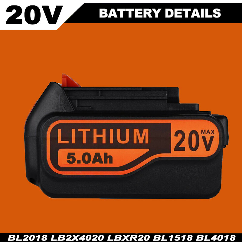 20V 5.0Ah Lithium ion Battery For Black & Decker 20 Volt MAX LBXR20 LB2X4020 US