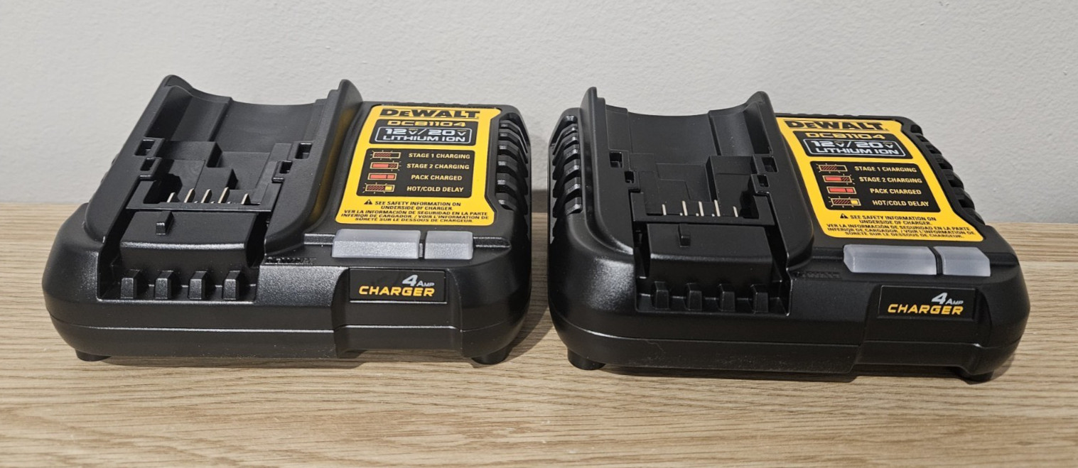 Set of 2 – DeWALT 4 Amp Charger 12V & 20V Volt MAX Li Ion Model DCB1104