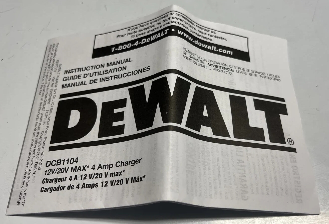 NEW DEWALT DCB1104 12V & 20V Volt MAX Li-Ion 4 Amp 120V AC Battery Charger