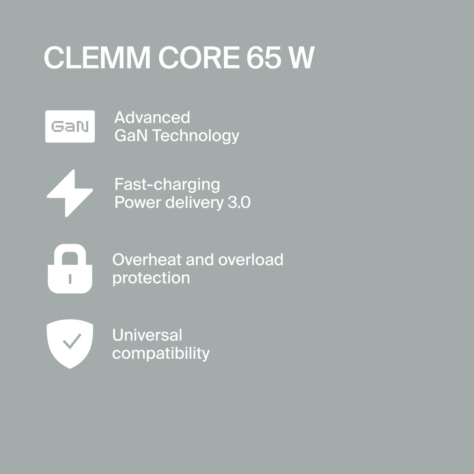 Clemm Core Usb-C Usb-A Charger Block Power Adapter For Macbook Iphone