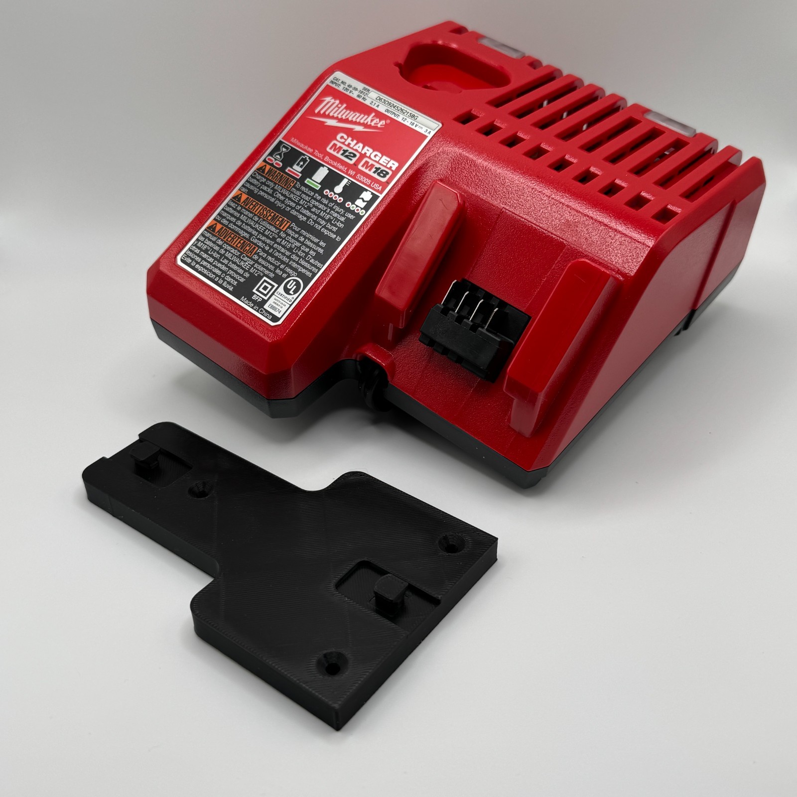 Wall Mount Holder Bracket Milwaukee M12 M18 Combo Charger Dual Battery Storage
