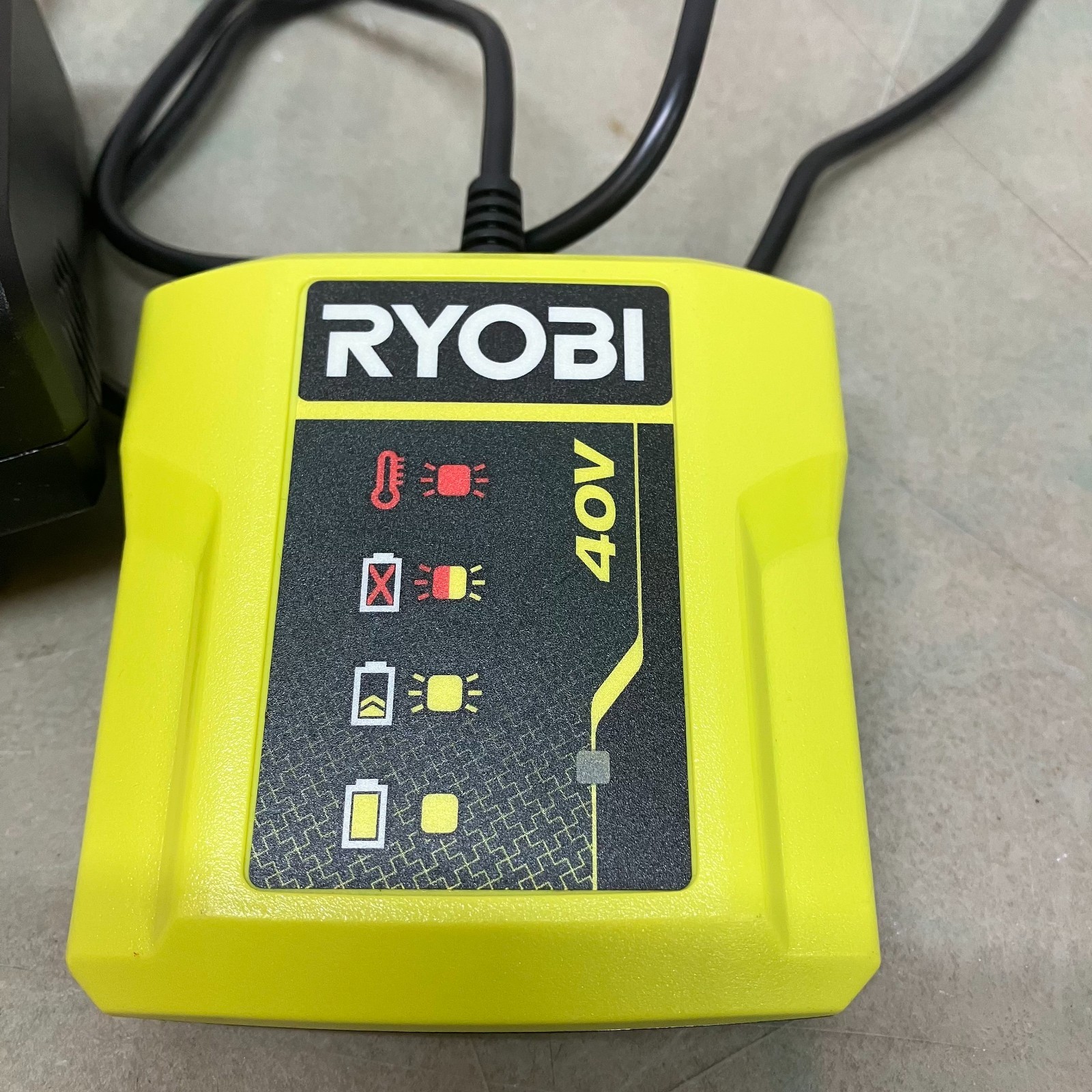 Ryobi 40V Lithium Battery Charger Black/Light Green Corded OEM Tested