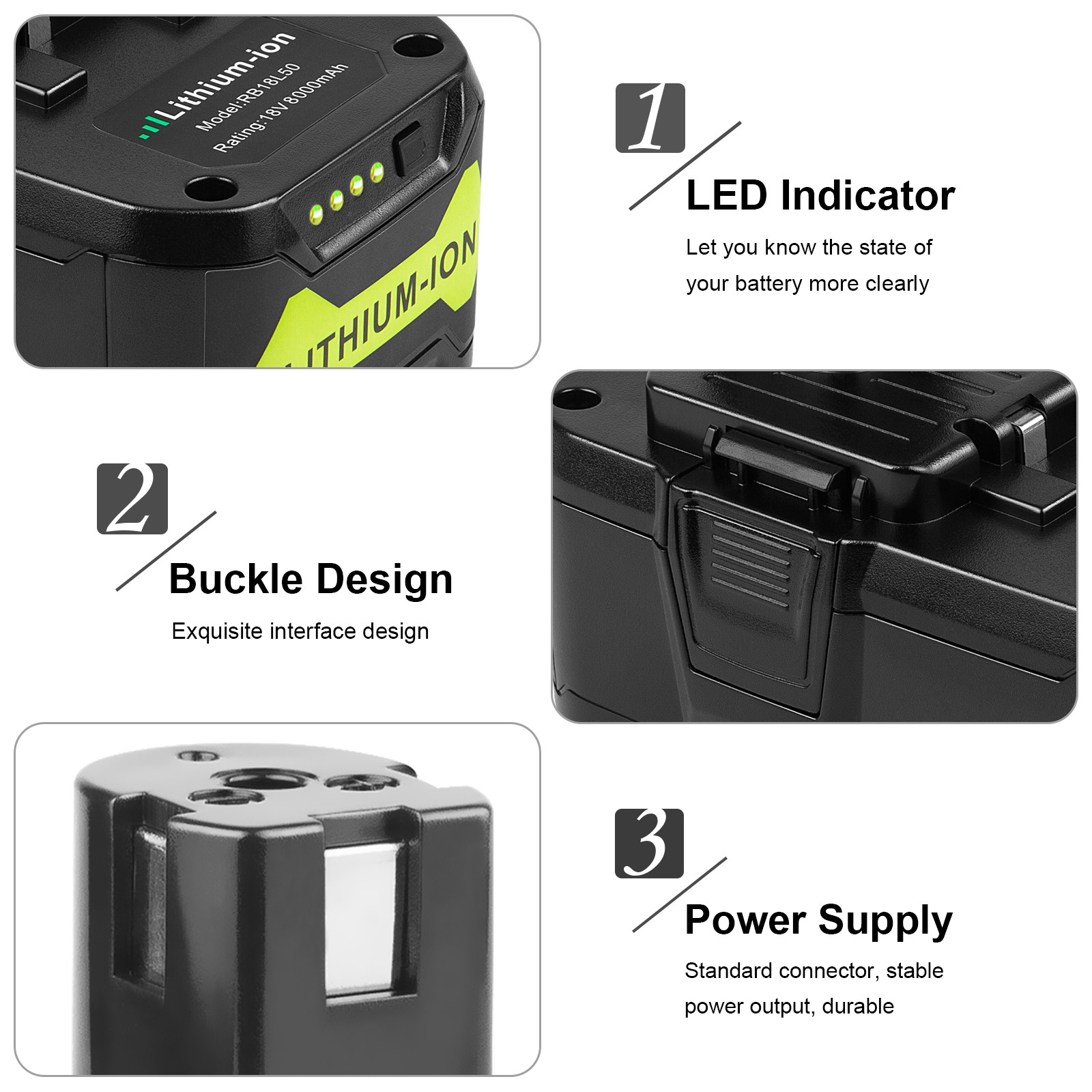 8.0Ah For RYOBI P108 18V Lithium-Ion High Capacity Battery 18 Volt For One Plus