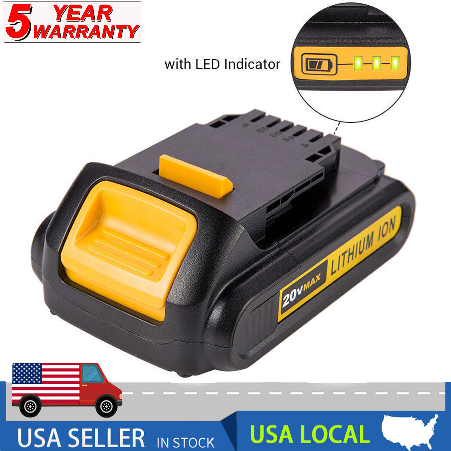 For DEWALT DCB201 20V MAX 3.0Ah Lithium-Ion Compact Battery DCB203 DCB207 20Volt