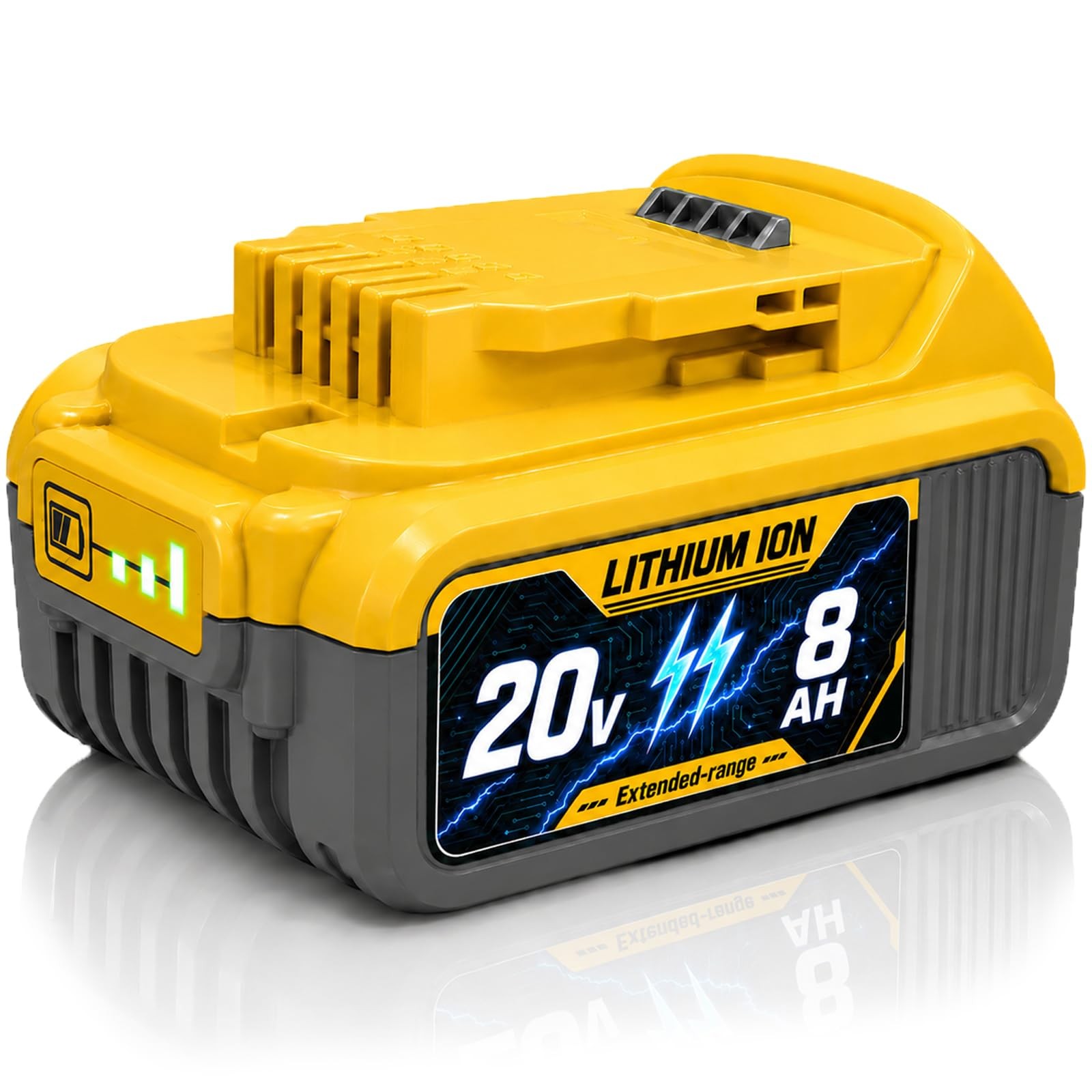 Saniu 1 Pack 8.0Ah Replacement For Dewalt 20V Battery Long-Lasting Lithium-Ion