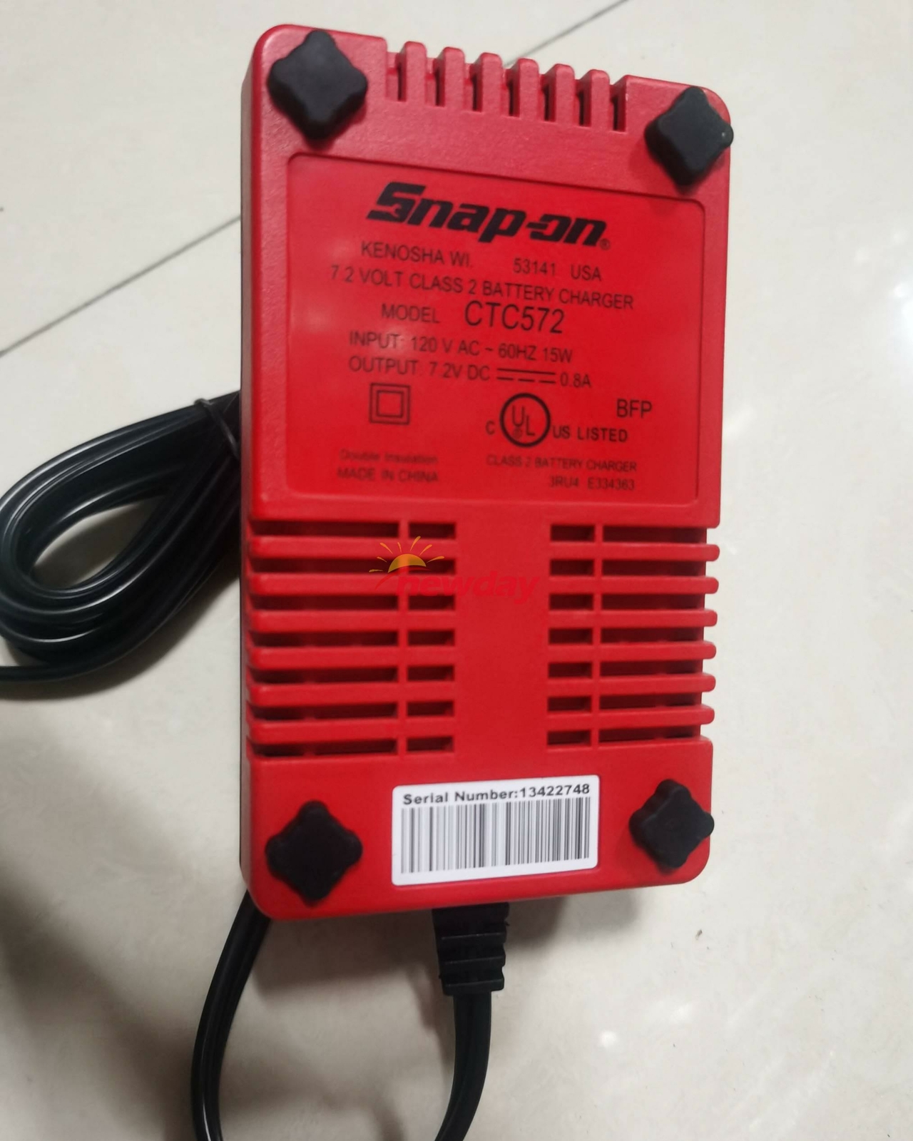 ! Snap On CTC572 CTC-572 7.2V DC 0.8A 120V AC Battery Charger NEW