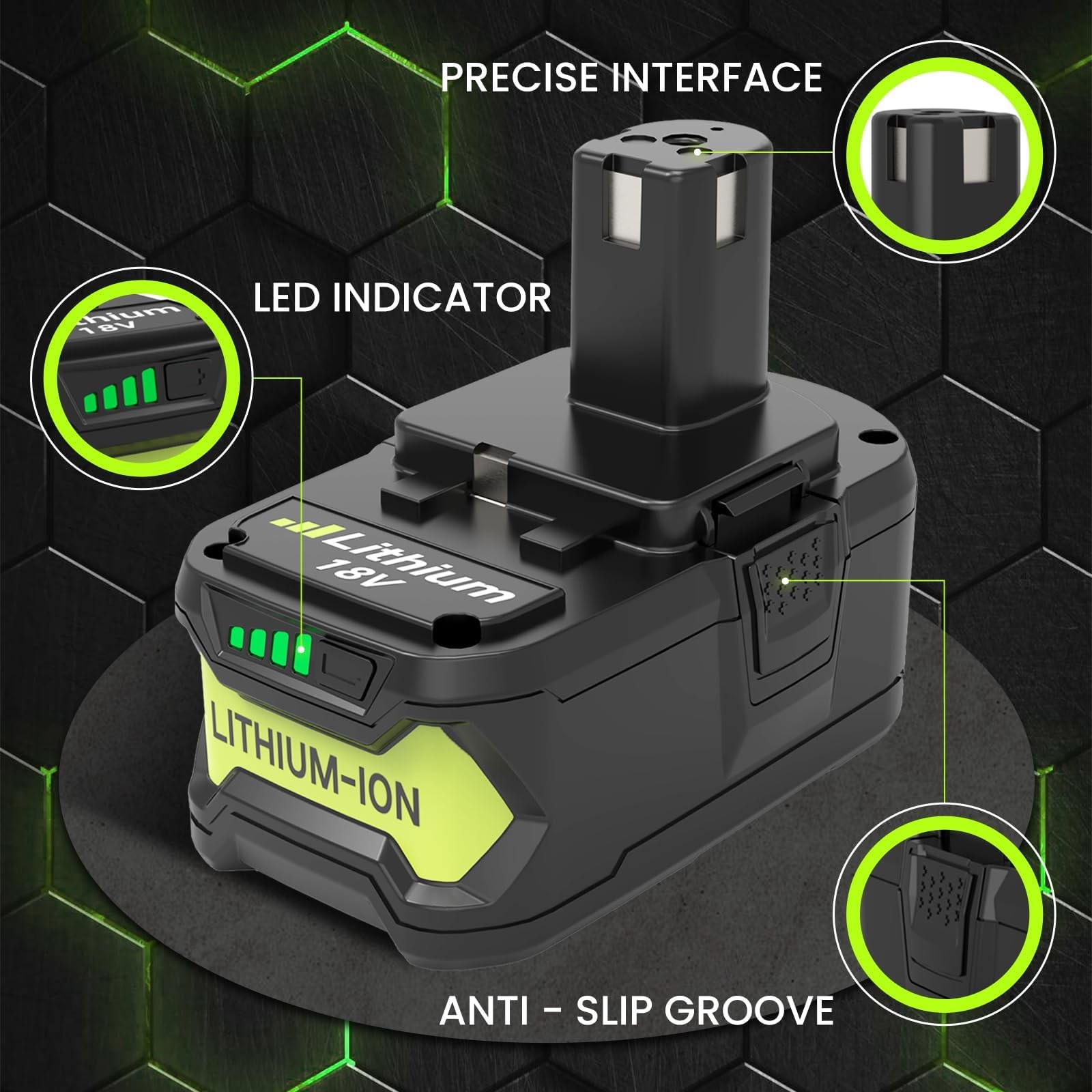 [Upgraded to 8000mAh] 2 Pack P108 Replacement for Ryobi 18V Battery 8000mAh, Com