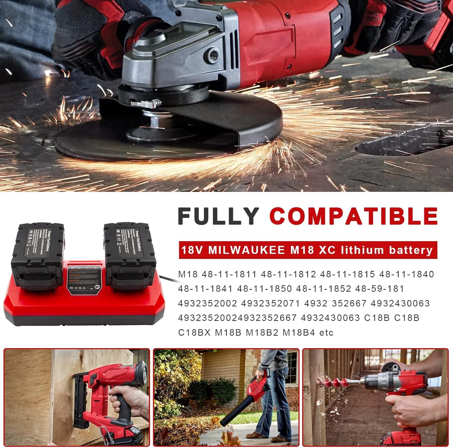 Charger For Milwaukee For M18 For M12 48-11-1822 F18V Rapid Charger RA