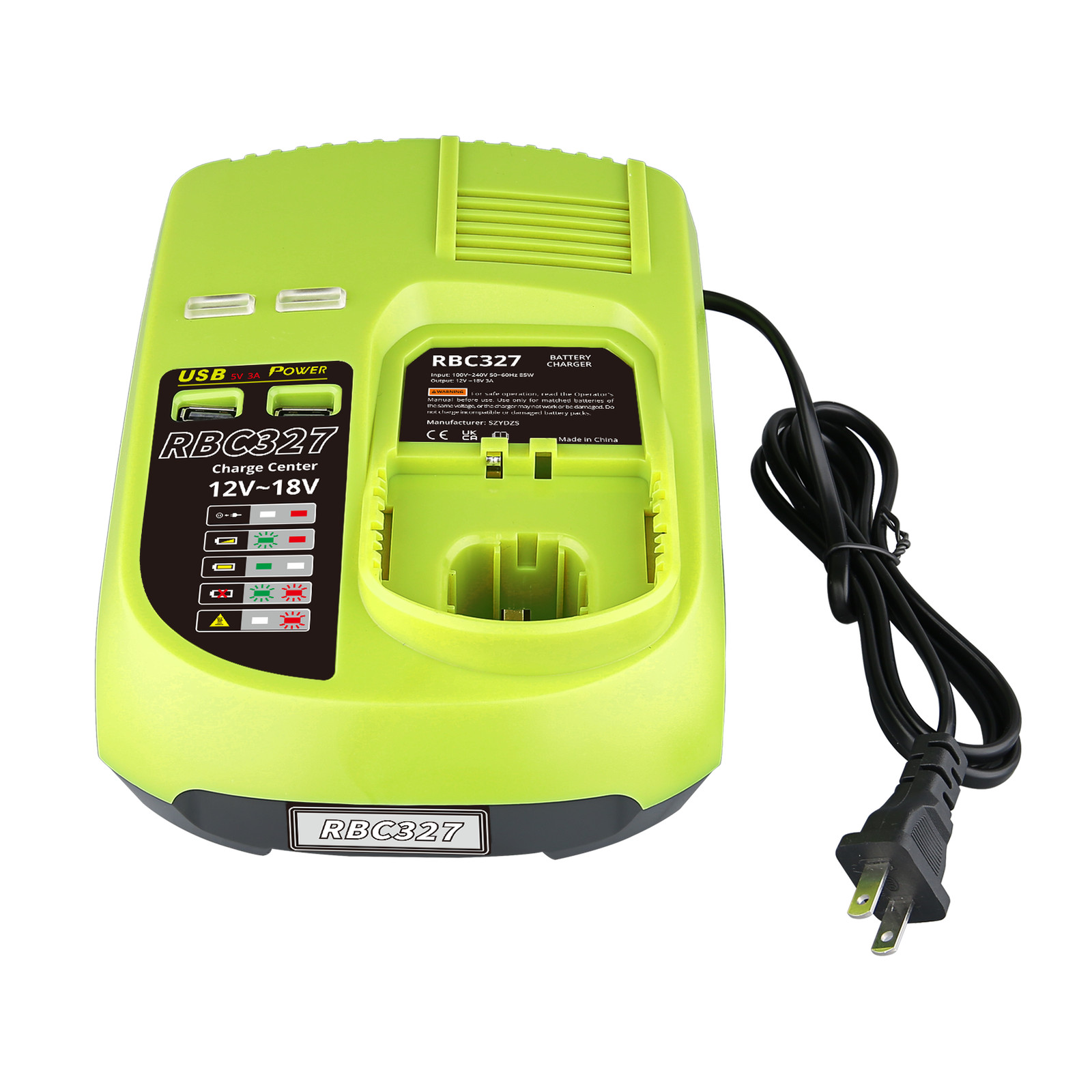 US Plug P117 Fast Charger For Ryobi ONE+ Plus P108 RB18L50 Battery P107 P104 18V