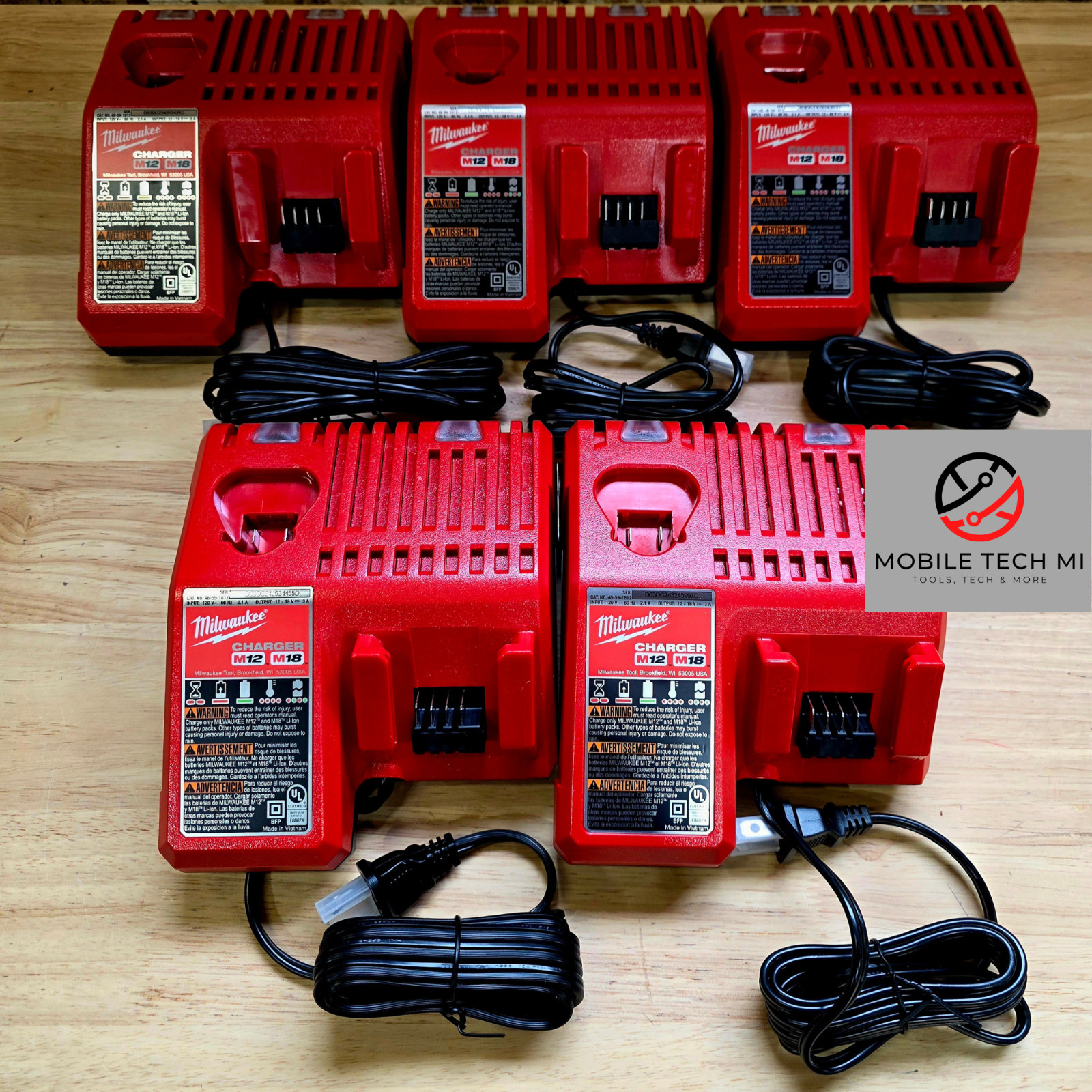 5x 5 Pack NEW Milwaukee M12/M18 Battery Charger GENUINE OEM 48-59-1812 18V 12V