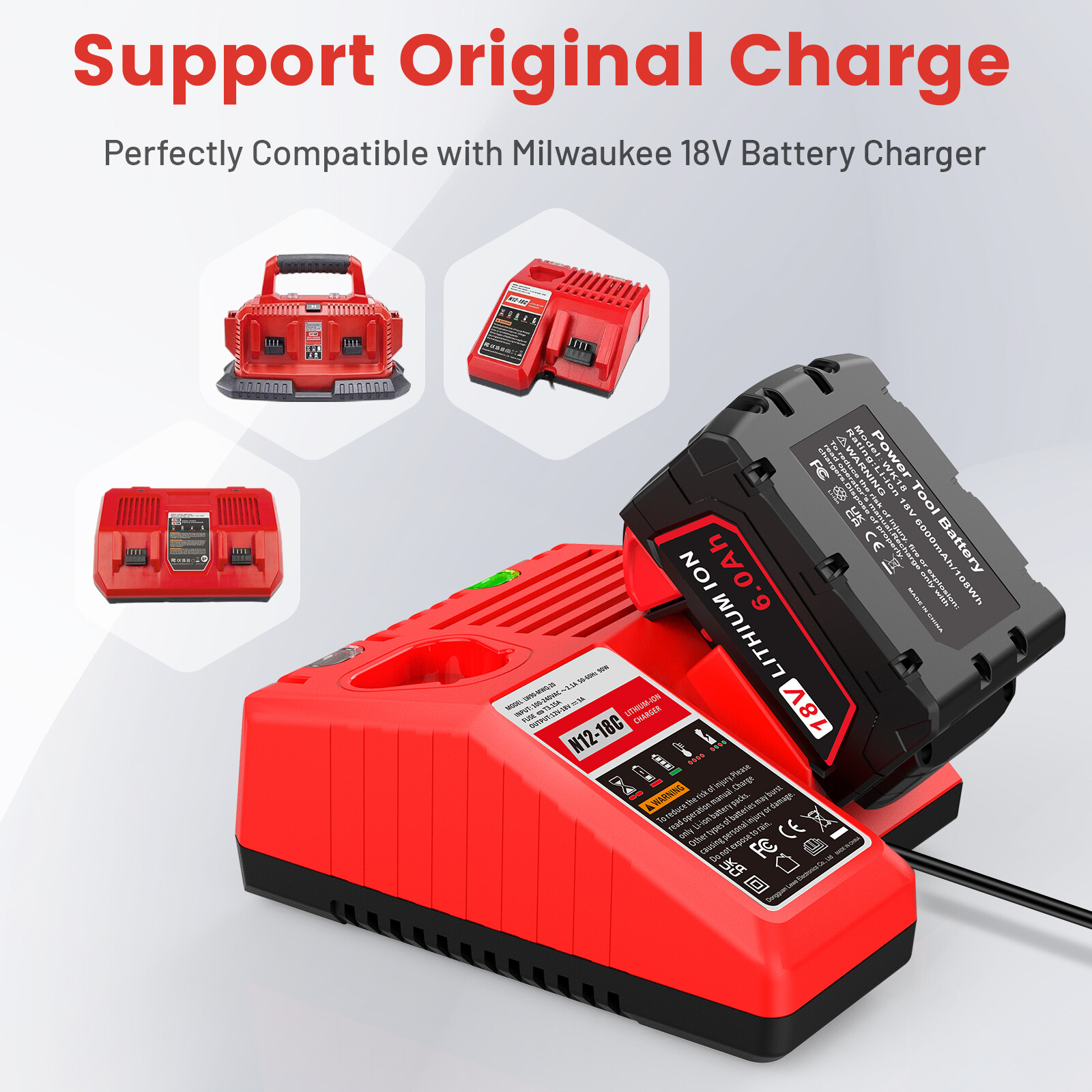 2x For Milwaukee 18v M18 Lithium 5.0 AH Extended Capacity Battery 48-11-1860