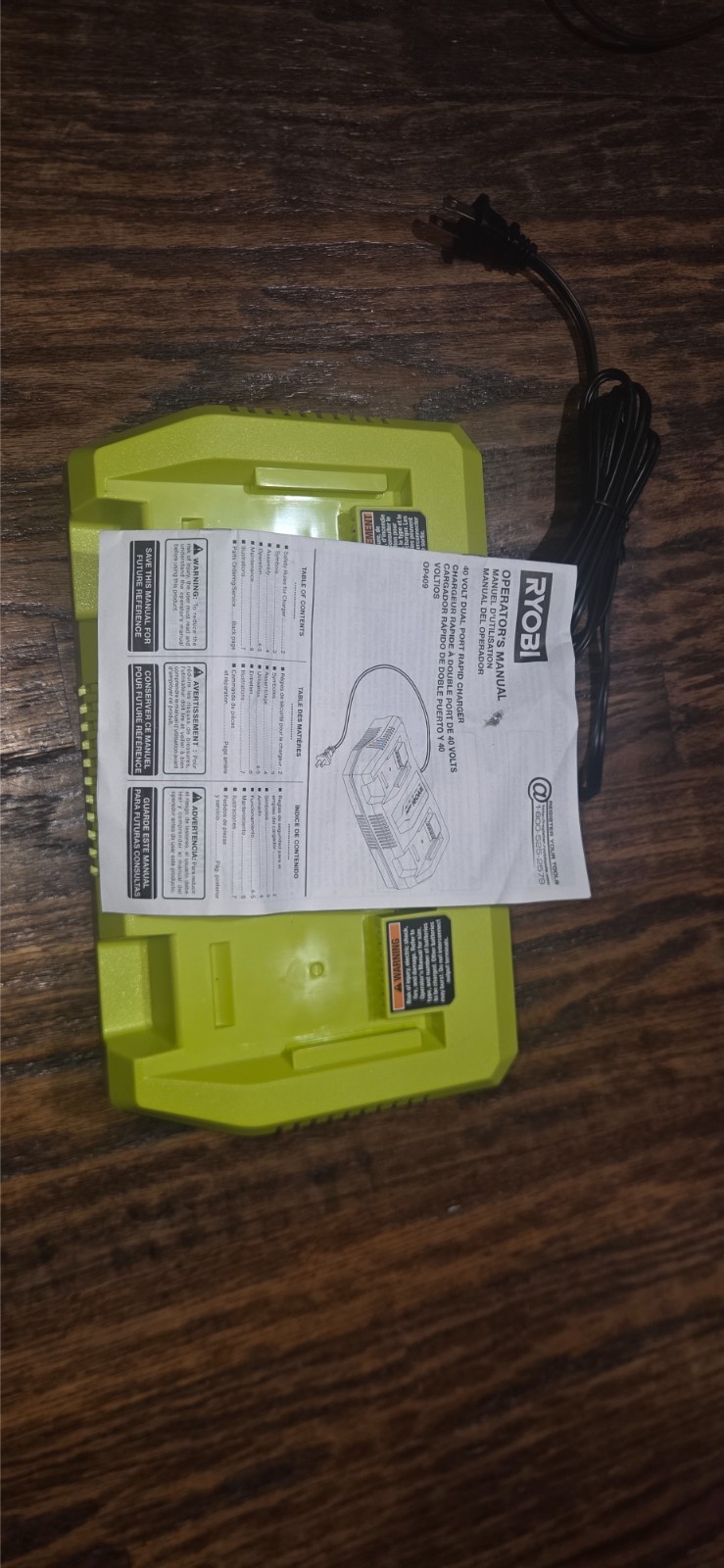 Ryobi 40V Lithium Battery Dual Ports- Energup 2 Port OP401 Quick Charger