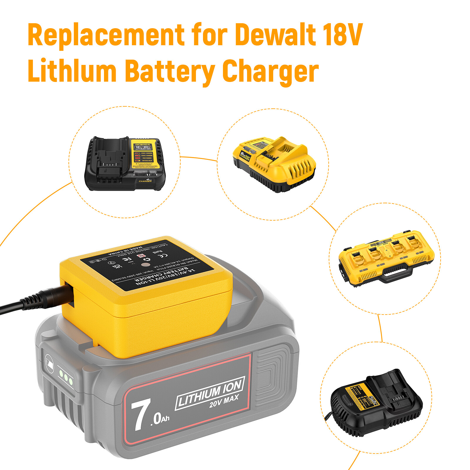 PACK Li-ion Charger For Dewalt 20V 20 Volt Max Lithium Ion Battery DCB200-2 NEW