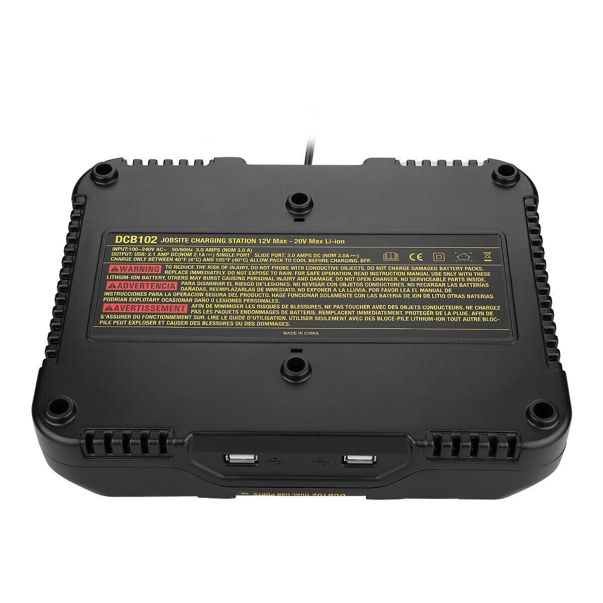 For Dewalt DCB102 Max Lithium Dual 2 Port Battery Charger DCB200 DCB206 12V- 20V