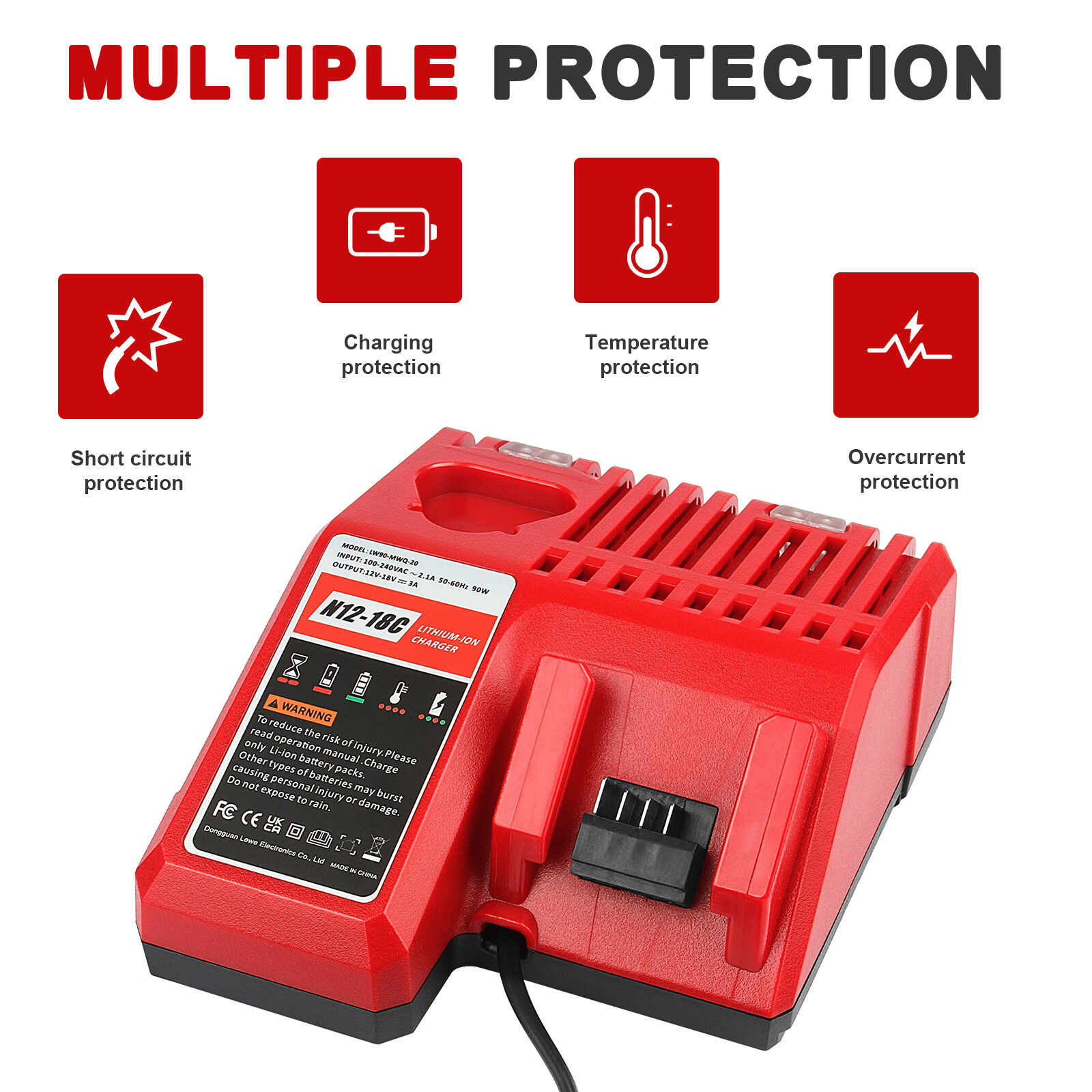 For Milwaukee 12V/18V M-12-18C 48-11-1828 Lithium-ion Battery Charger Power Tool