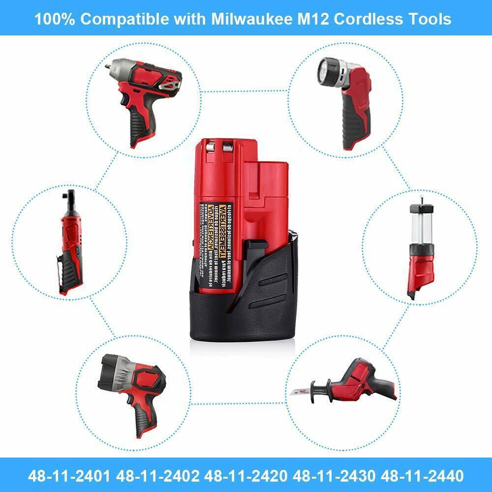 4X 3.5Ah For Milwaukee Battery For M12 Lithium Cordless 12V 48-11-2420 Capacity