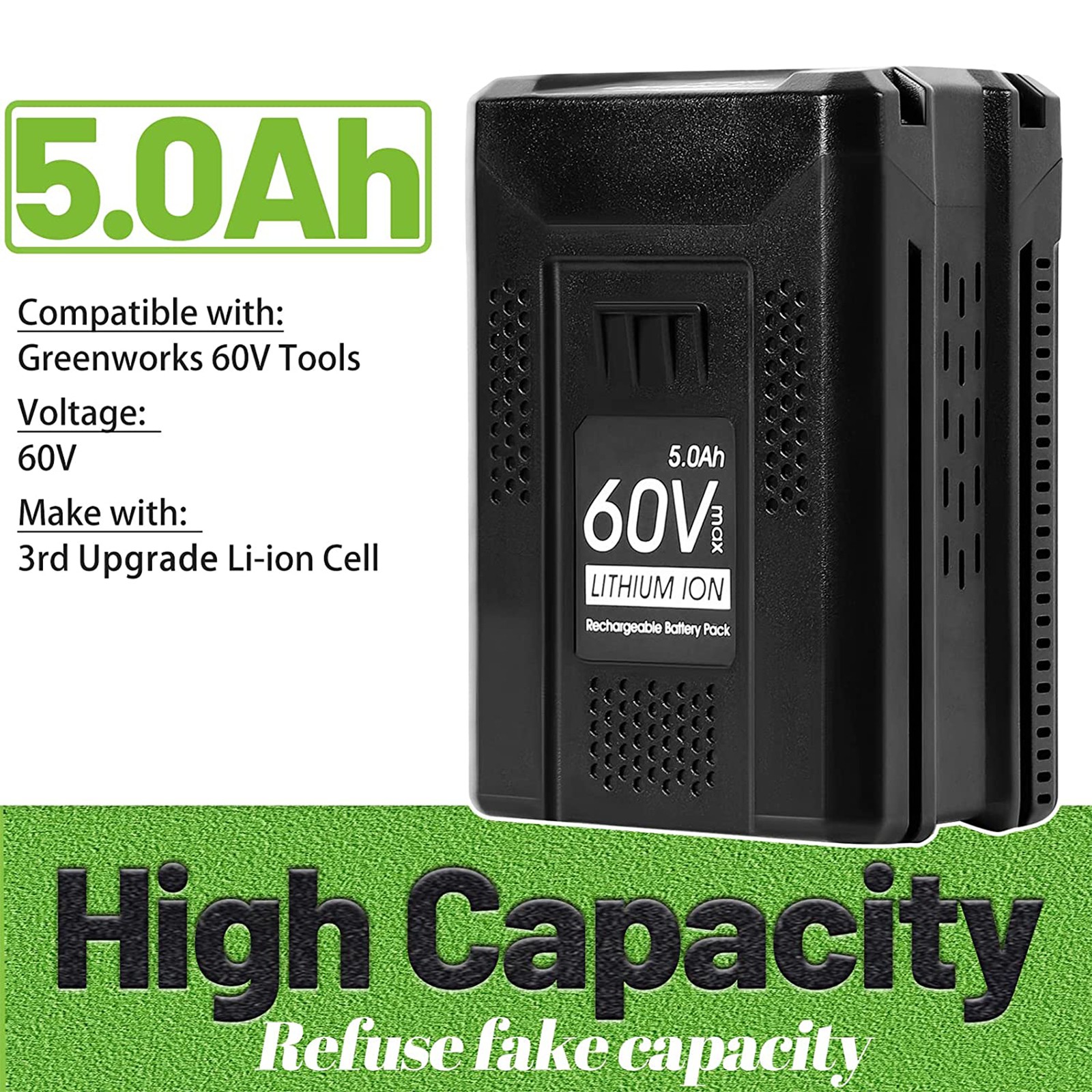 5.0Ah Battery + 6A Rapid Charger Kit For Greenworks 60V LB60A03 LB60A02 LB60A00