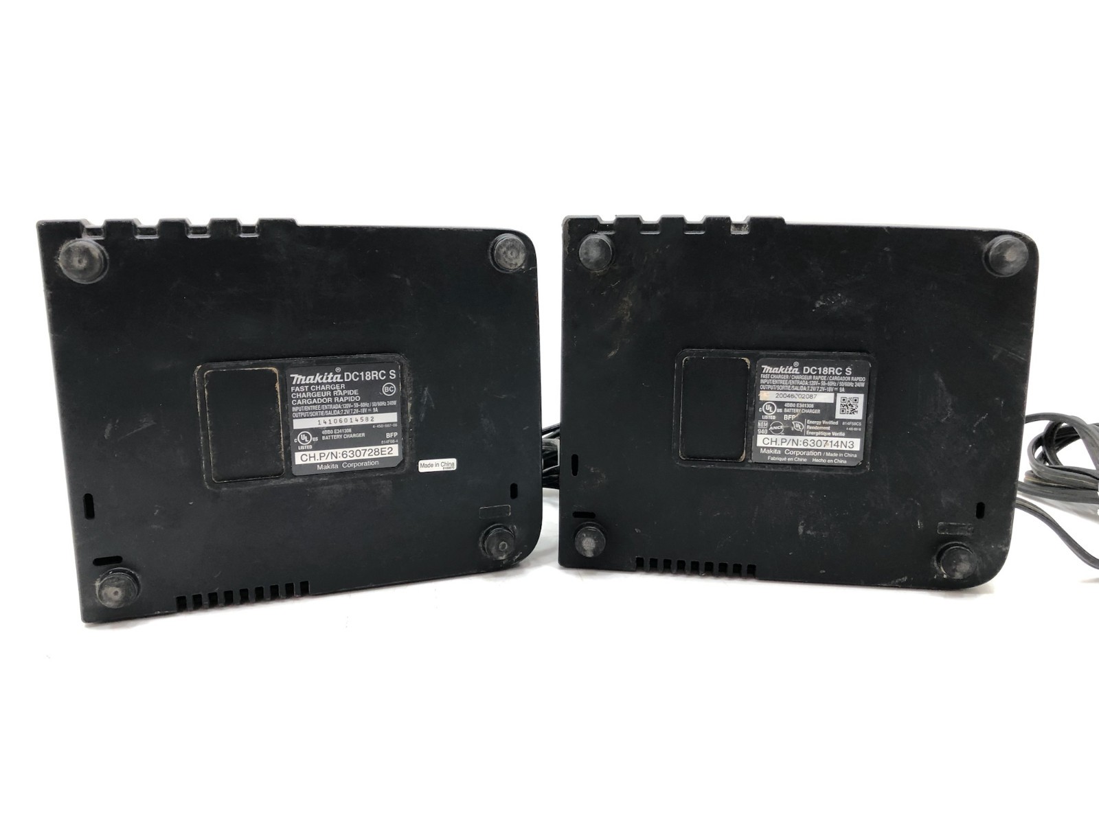Lot (2) Makita DC18RC-S Fast Battery Charging Station Li-ion & Ni-MH 7.2-18V