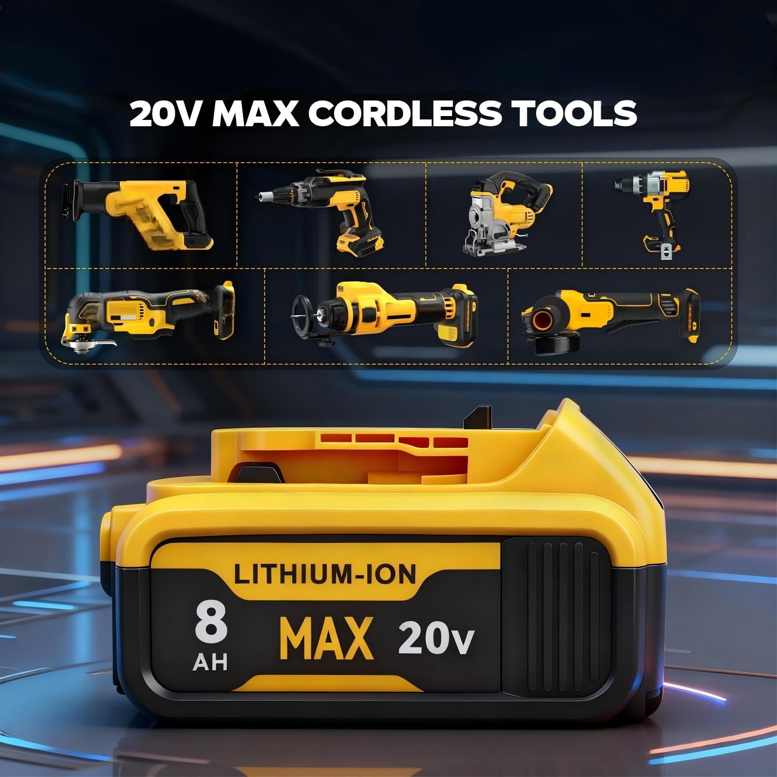 Quasyrealim 2-Pack 8000Mah High Capacity Battery Compatible Dewalt 20V Max